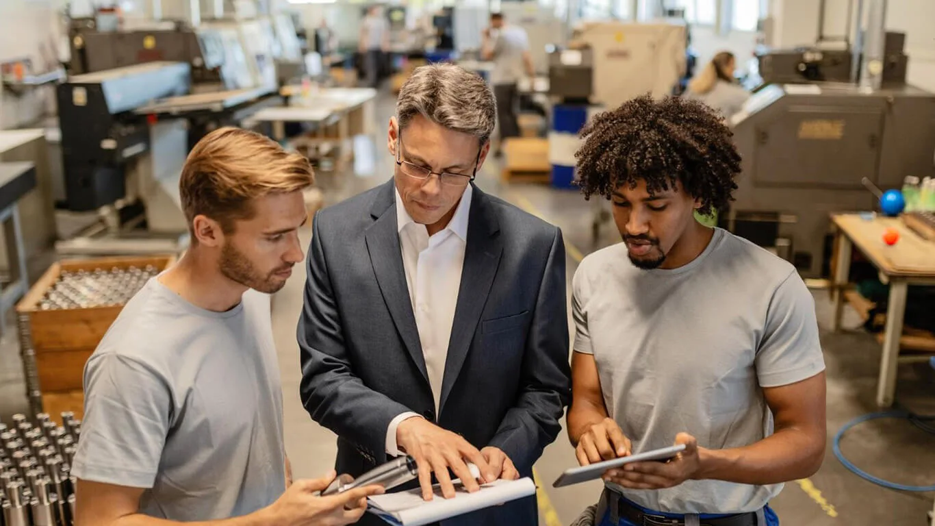 image shows product specialists checking quality on products