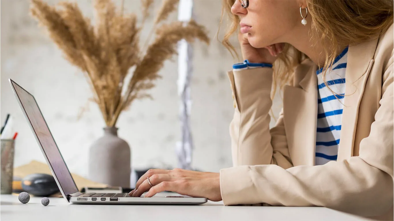 image shows woman disappointed using google and docs