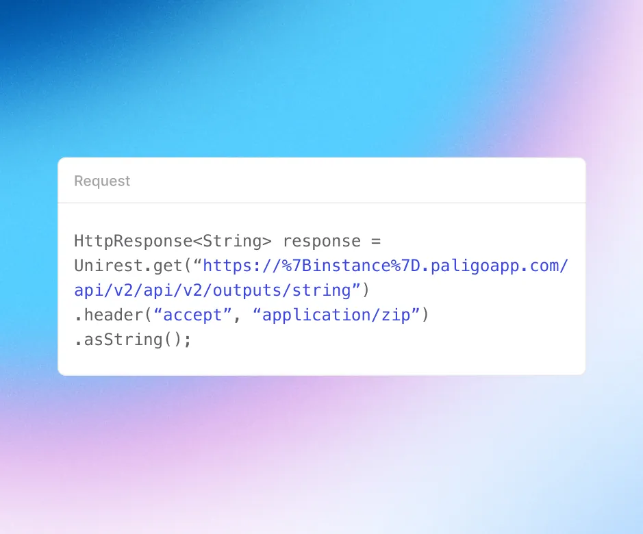 Code sample of a request to the Paligo REST API