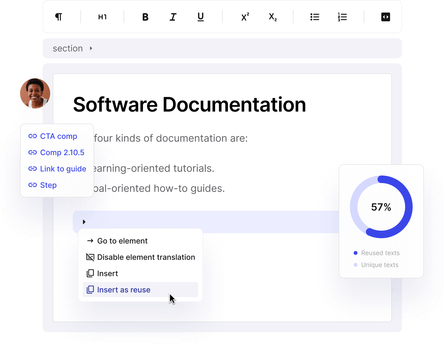 Paligo's friendly authoring interface