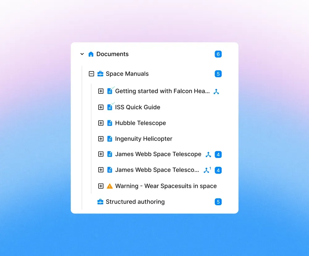 Reusable building blocks for policies and procedures in Paligo