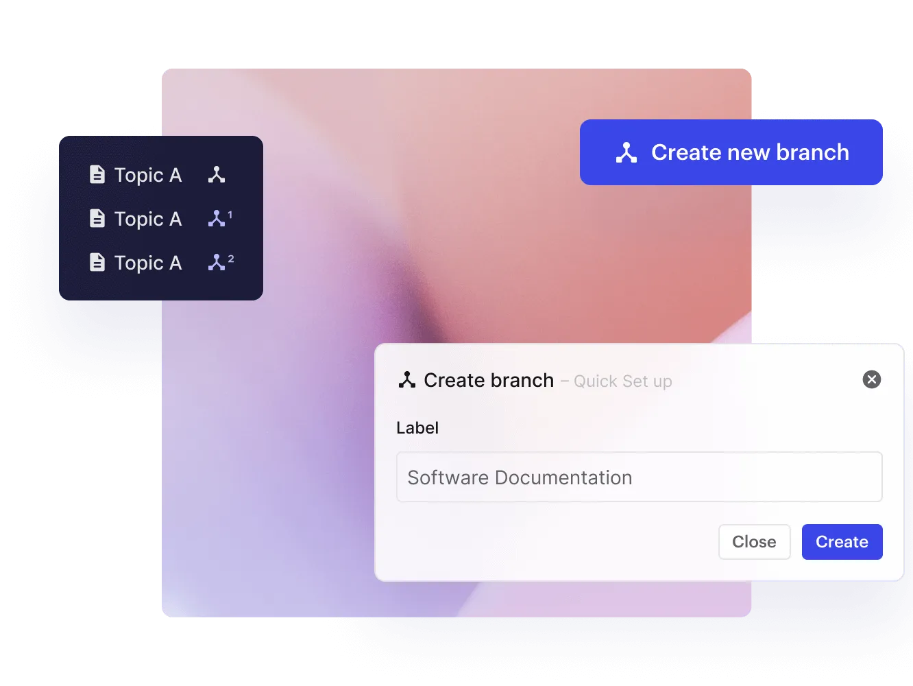 Paligo Create branch dialog with branched topics