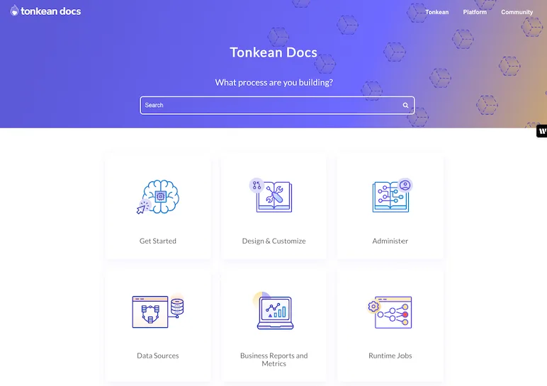image shows Tonkean doc page