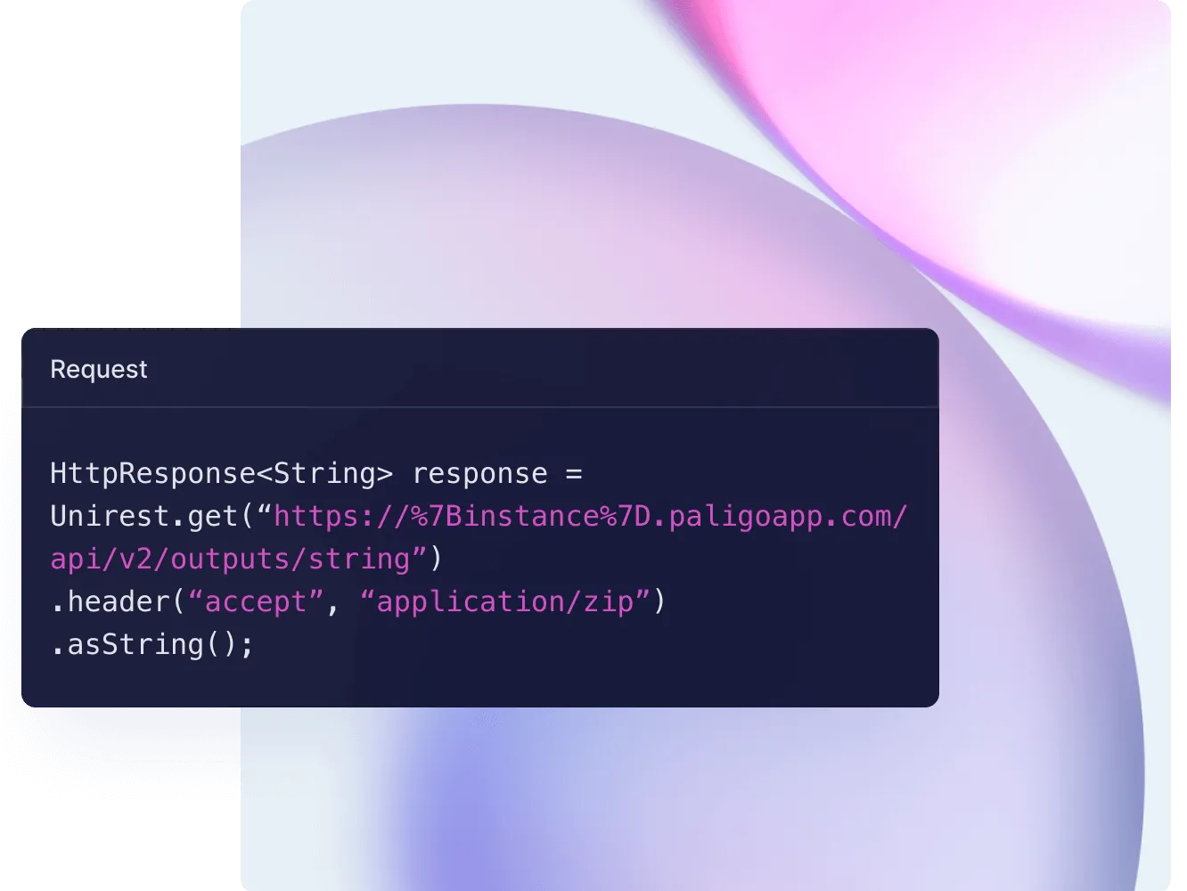 Code sample of a request to the Paligo REST API